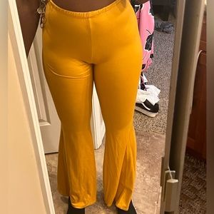 Flowy Yellow High Waisted Flare Pants